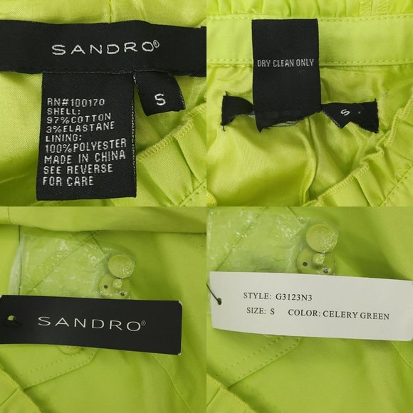 Sandro Button Front Jacket Womens S Lined Celery Green Career Wear Office NEW - Picture 8 of 16